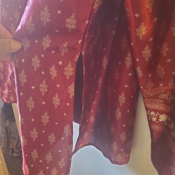 Oscar de la Renta Pink Label Long Sleeve Loungewear Sleep Button Silky Size L - Picture 6 of 13